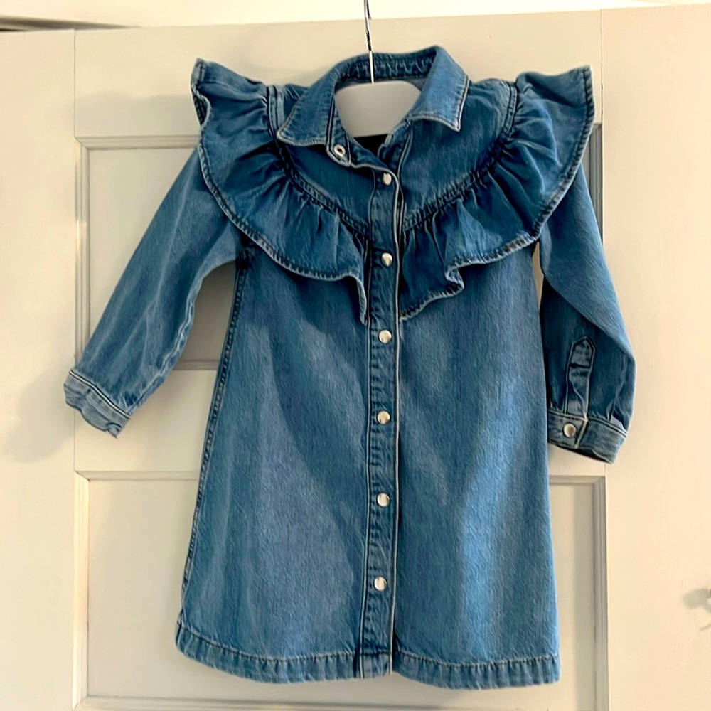 Zara girls ruffle jean dress